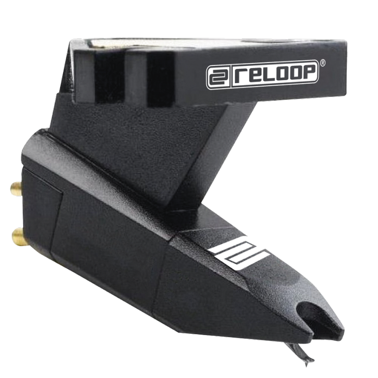 Reloop OM Cartridge Black Headshell Mounted