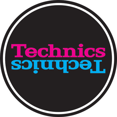 Technics Slipmat Duplex 5: Pink/Blue Mirror on Black (Pair) image 0